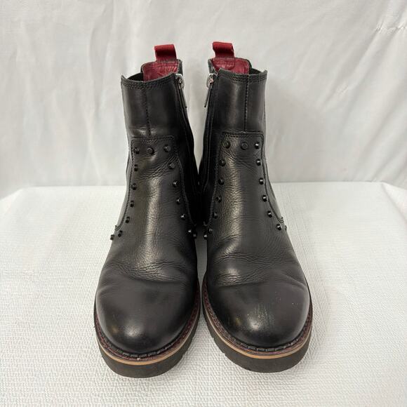 Pikolinos Boots Women Size 10 Vicar Black Leather Side Zip Lug Bootie Studded 40 - Picture 3 of 8